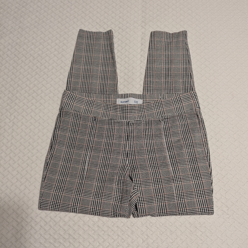 Old Navy Stevie High Rise Plaid Women's Pants Size M Stretch Pull-On Ponte-Knit